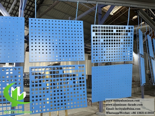 PVDF Blaue Farbe Metallverkleidung Panel Aluminium Bildschirm Perforationsmuster