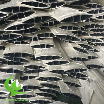 300 mm Holzkornfarbe Architekturaluminium Aerofoil-Lappenblatt mit ovaler Form für Fassadenvorhang