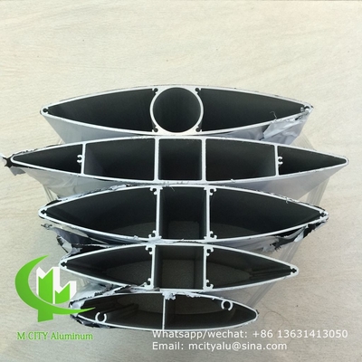Pulverbeschichtete Architektur-Aerofoil-Profil-Aluminiumläden mit ovaler Form für Fassadenvorhang
