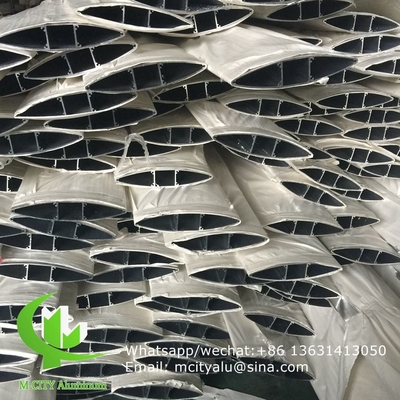Pulverbeschichtete Architektur-Aerofoil-Profil-Aluminiumläden mit ovaler Form für Fassadenvorhang