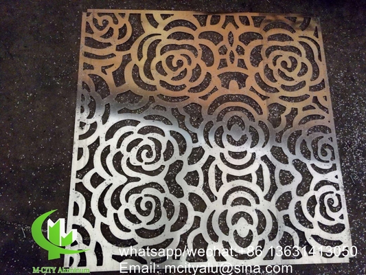 Lasergeschnittene Platte Hohlplatte Blumenrose Design 2,5 mm Metall Aluminiumverkleidung für die Wand