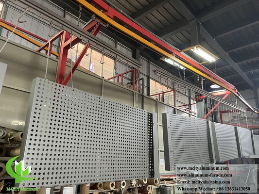 Metallbeschichtung aus Perforationsfolien für Decke oder Fassade mit Pulverbeschichtung