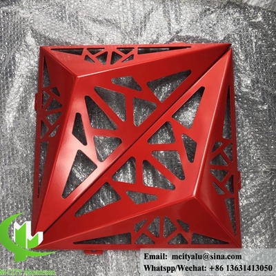 3D-Festplatten aus Aluminium für die Fassade, mit einem Pulverbeschichtung der Wand mit roter Farbe