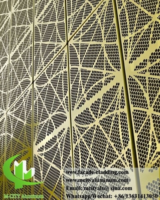 Perforierte Metallverkleidung Aluminiumfassaden mit runden Löchern goldene Farbe für Gebäudewand