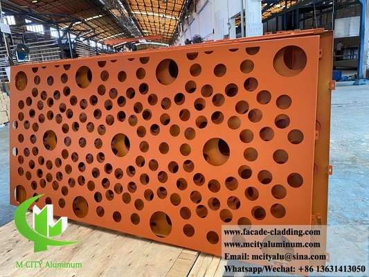Außenmetallschirm mit Perforation runden Löchern Muster Pulver beschichtet orange Farbe