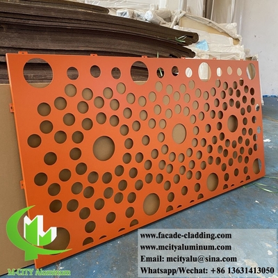 Außenmetallschirm mit Perforation runden Löchern Muster Pulver beschichtet orange Farbe