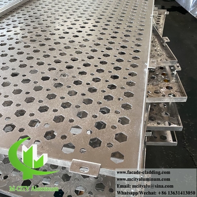 Dekorative perforierte Aluminiumblechplatte, sechsseckig, pulverbeschichtet, graue Farbe