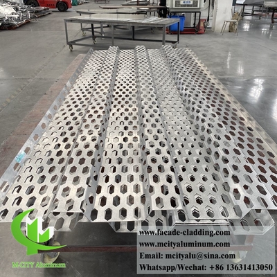 Dekorative perforierte Aluminiumblechplatte, sechsseckig, pulverbeschichtet, graue Farbe
