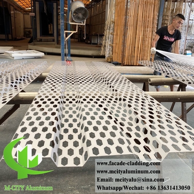 Dekorative perforierte Aluminiumblechplatte, sechsseckig, pulverbeschichtet, graue Farbe