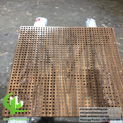 Perforierte Metallplatten aus Aluminiumblech für Fassaden mit Holzkornfarbe