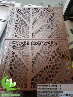 Baumblatt Design Metallfassade Verkleidung Aluminiumblech mit Mustern 3mm Dicke Pulver beschichtet