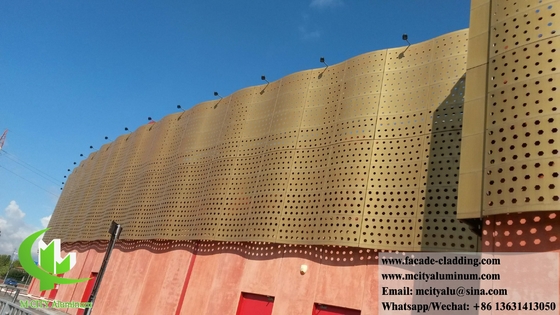 Massiv-Aluminium-Perforationsplatte für Fassade, Verkleidung Dekoration PVDF goldene Farbe