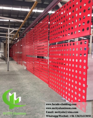 Lasergeschnitt Metallwandverkleidung Massivaluminiumplatten mit hohlem Design PVDF Rotfarbe