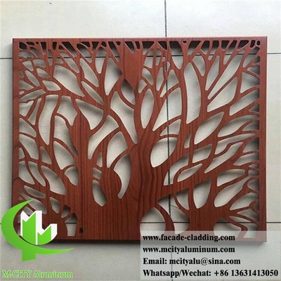 Holzkorn Farbe Metallbildschirm Aluminium Laserschnitt Dekorationsmetallplatten für Fensterfassade Wandverkleidung