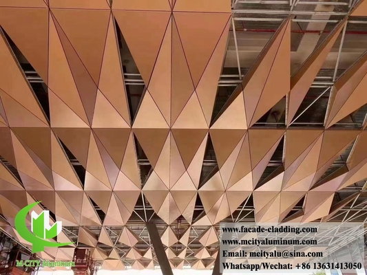 Metalldecke Aluminiumfliesen Außen- und Innenarchitektur 3D-Form PVDF Gold