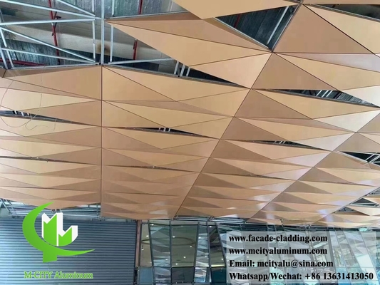 Metalldecke Aluminiumfliesen Außen- und Innenarchitektur 3D-Form PVDF Gold