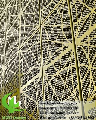 Guter Preis Goldfarbene perforierte Aluminiumfassade mit runden Löchern und Pulverbeschichtung für Gebäudewände Online